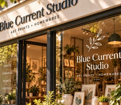 Shopfront vinyl signage and window graphics on a retail storefront